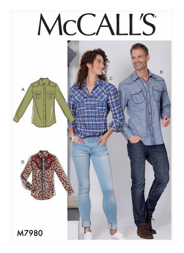 M7980 | Misses' and Men's Shirts | McCall's Patterns