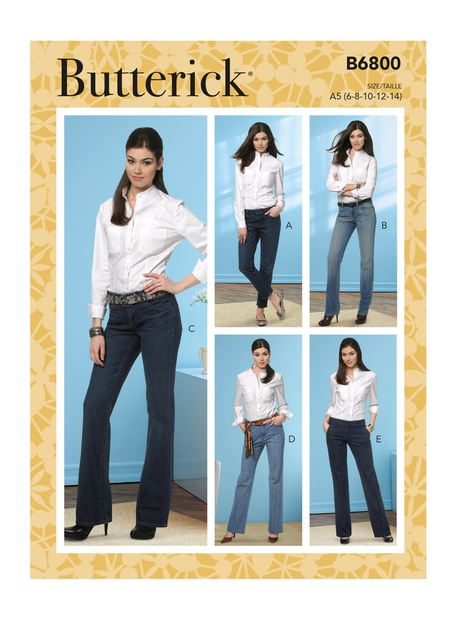 Butterick B6800 | Misses' Four-Pocket Jeans & Trousers | Front of Envelope