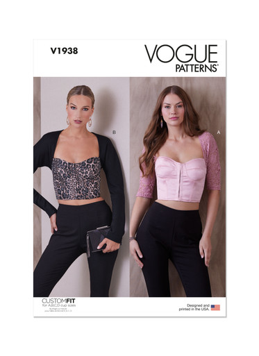 Cartamodello Vogue Patterns V1939B5 - Top Donna Aderente, Maniche Arricciate, 2 Versioni (Taglie 8-16 B5)