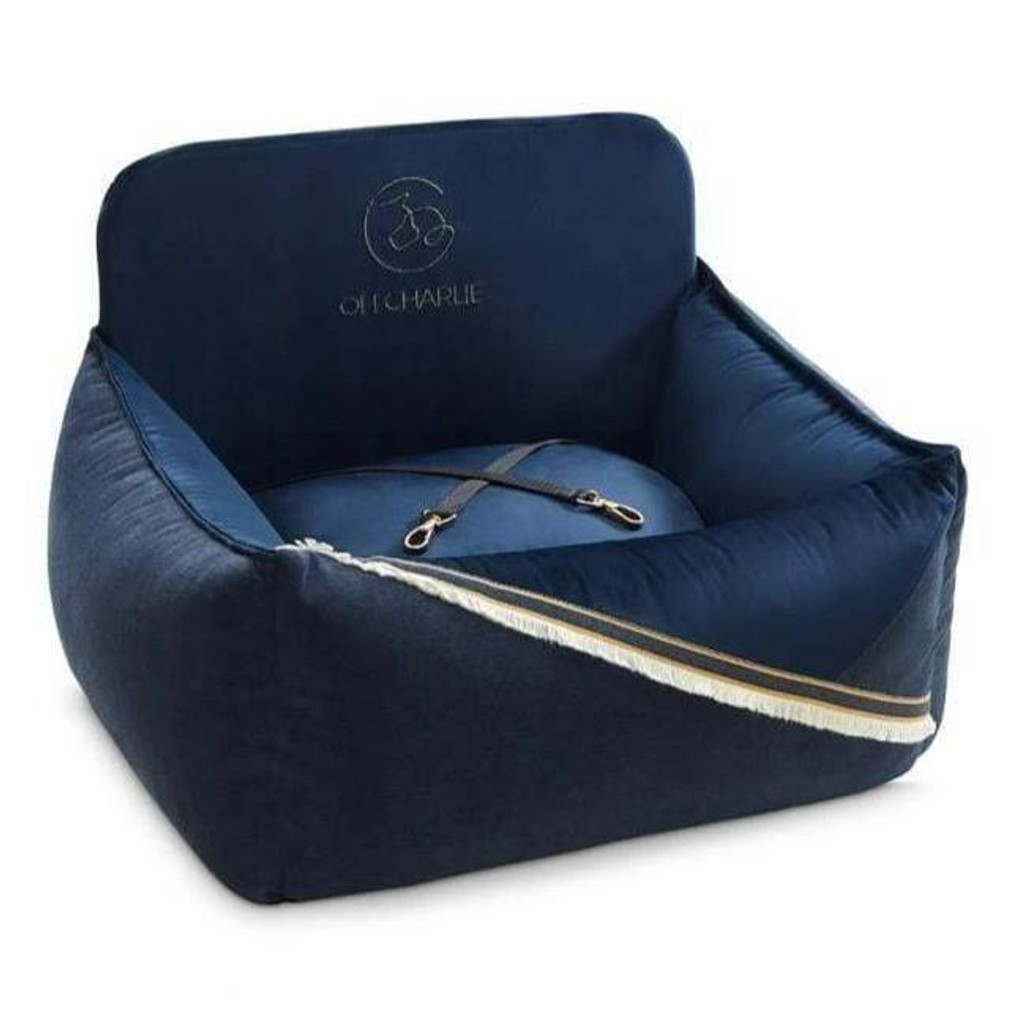 Oh Charlie Dog Car Seat luxury by Oh Charlie - Allure Navy Blue   Pets Own Us