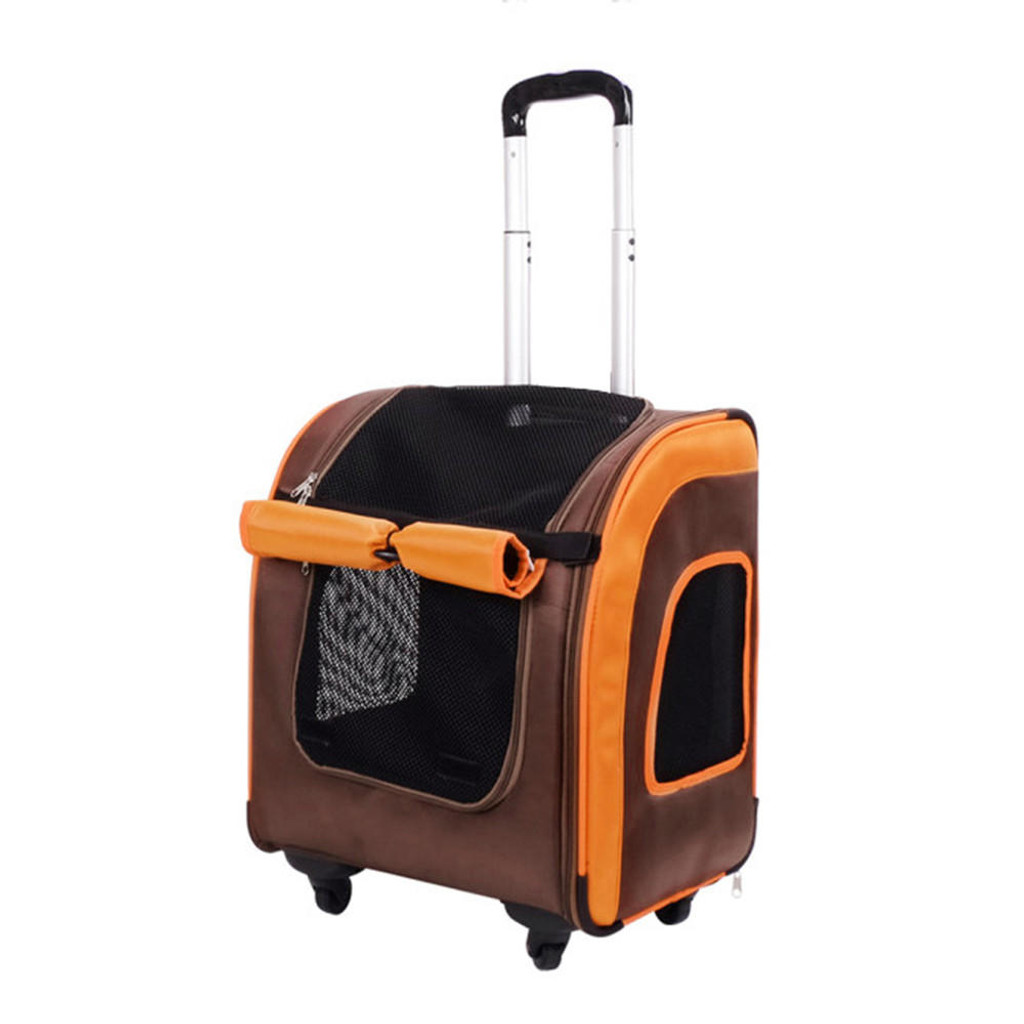  Ibiyaya Liso Backpack & Parallel Transport Pet Trolley | Orange/Brown  FC1705-BR Pets Own Us