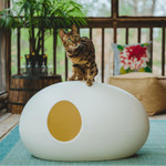 Sin Design Poopoopeedo Cat Litter Cave & Bed by Sin Design - White   Pets Own Us
