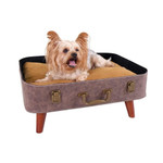  Ibiyaya® Vintage Retro Suitcase Pet Bed | Brown  FB1702-BR Pets Own Us