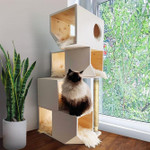  Catissa Climbing Cat House and Tower | Free Standing | 4-Storey | White   Pets Own Us