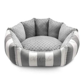 Oh Charlie Lisbon Pet Bed by Oh Charlie - Grey & White Stripes   Pets Own Us