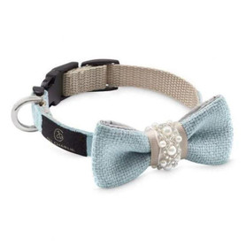Oh Charlie Pearls Bowtie by Oh Charlie - Celeste & Beige   Pets Own Us