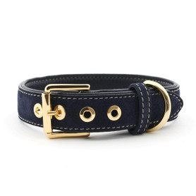 William Walker Suede Leather Dog Collar by William Walker - Midnight   Pets Own Us