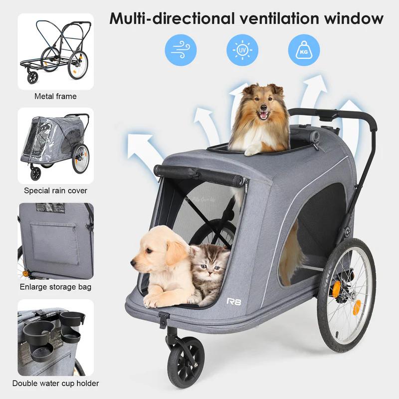 Beberoad R8 Large Dog Stroller Bike Trailer Grey Pets Own Us