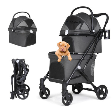 2 Layers Pet Cat Stroller Carriage Double Dog Pram Travel Carrier, 4 Wheel Pet Stroller Pushchair Lightweight Pet Strollers For Dogs And Cats, Great