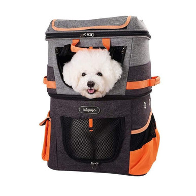 Ibiyaya Two Tier Pet Backpack Orange Free UK Shipping