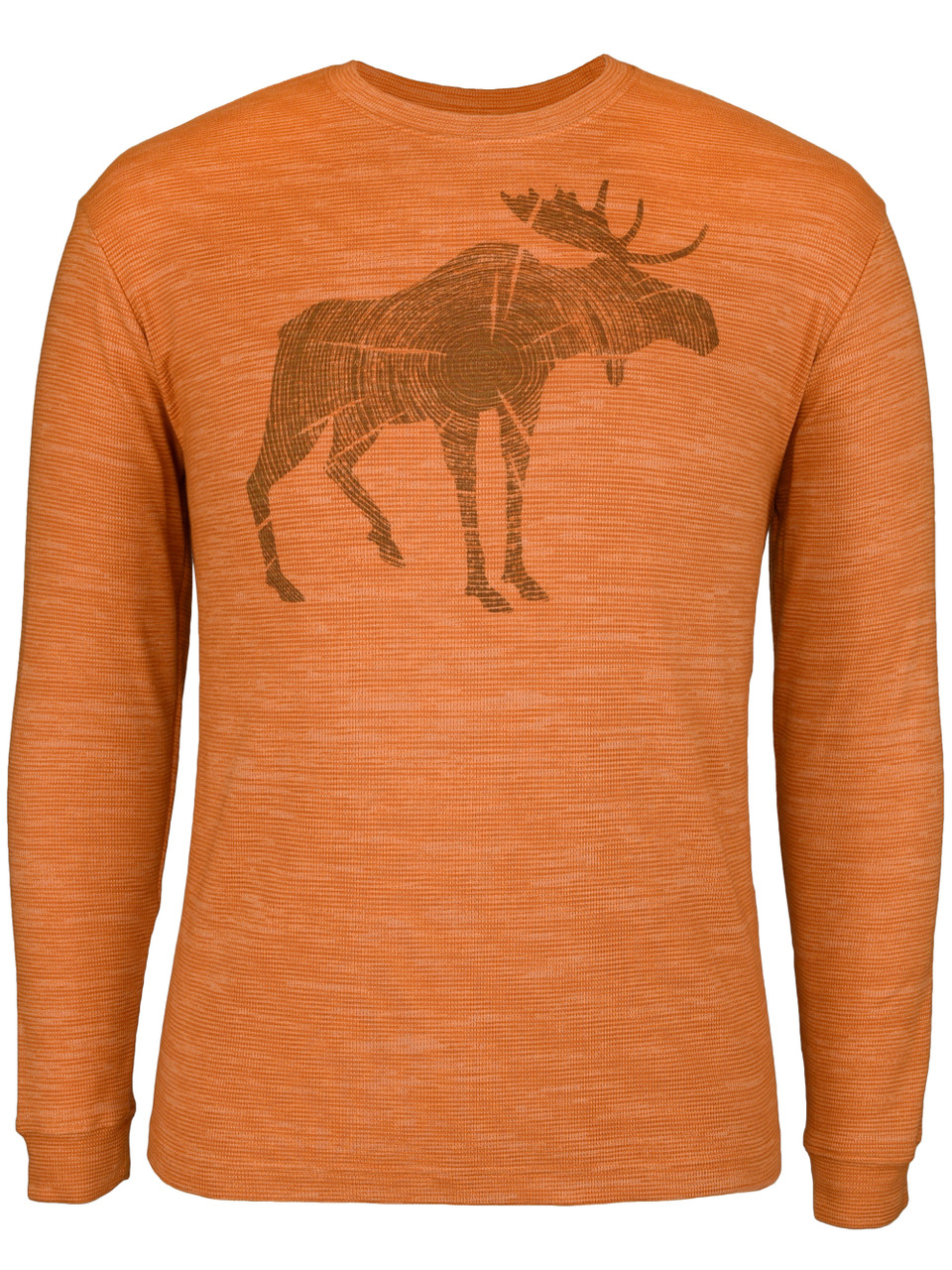 One Fifth Men's Thermal Knit Woodcut Moose Crew Neck Shirt