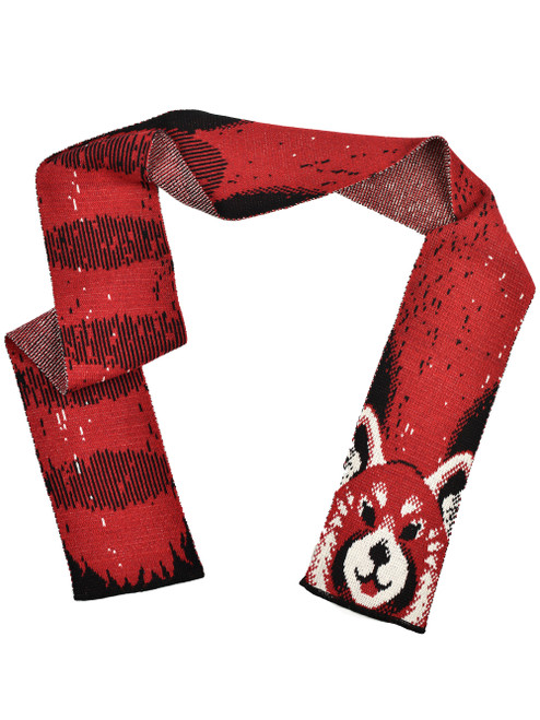 Recycled Cotton Sweater Knit Fashion Scarf -Red Panda
