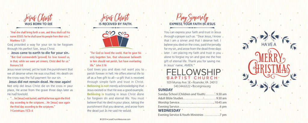 Back panel of “Merry Christmas – It’s Christmas Time” gospel tract