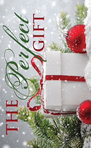 Front cover of “The Perfect Gift – White Present” gospel tract