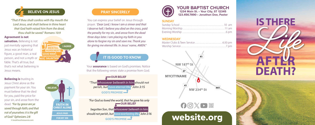 Back panel of “Is There Life After Death? – Sunset” gospel tract