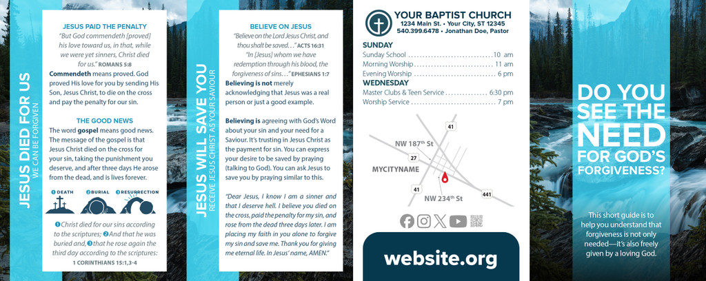 Back panel of “Do You See the Need for God’s Forgiveness? – Waterscape Landscape” gospel tract