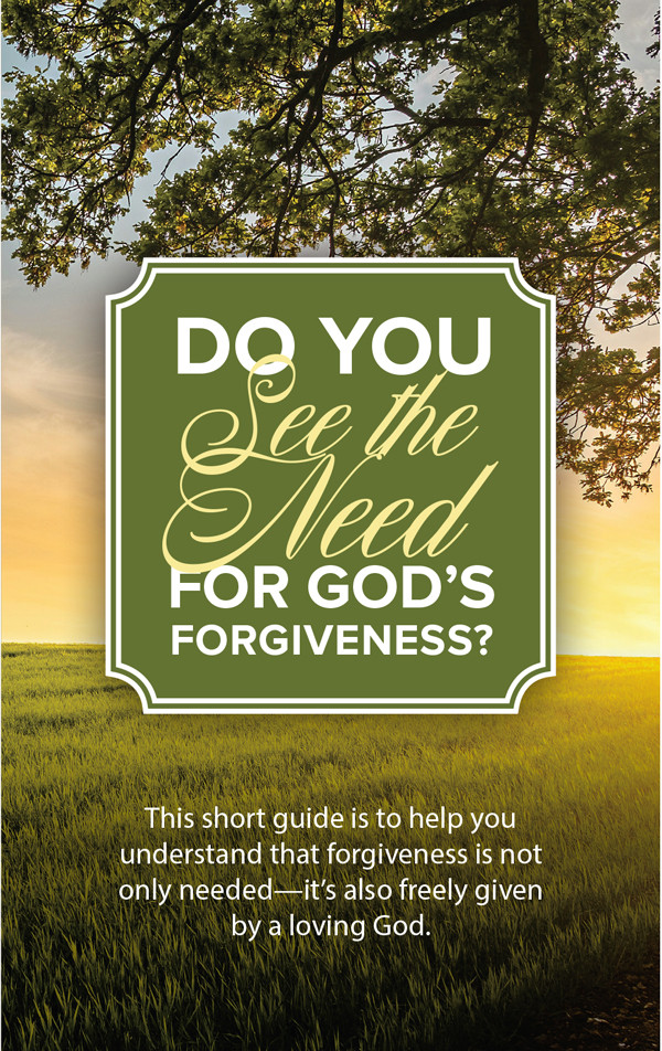 Front cover of “Do You See the Need for God’s Forgiveness? – Green Landscape” gospel tract