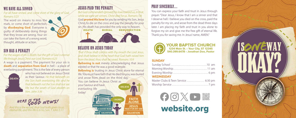 Back panel of “Is One Way Okay? – Compass” gospel tract