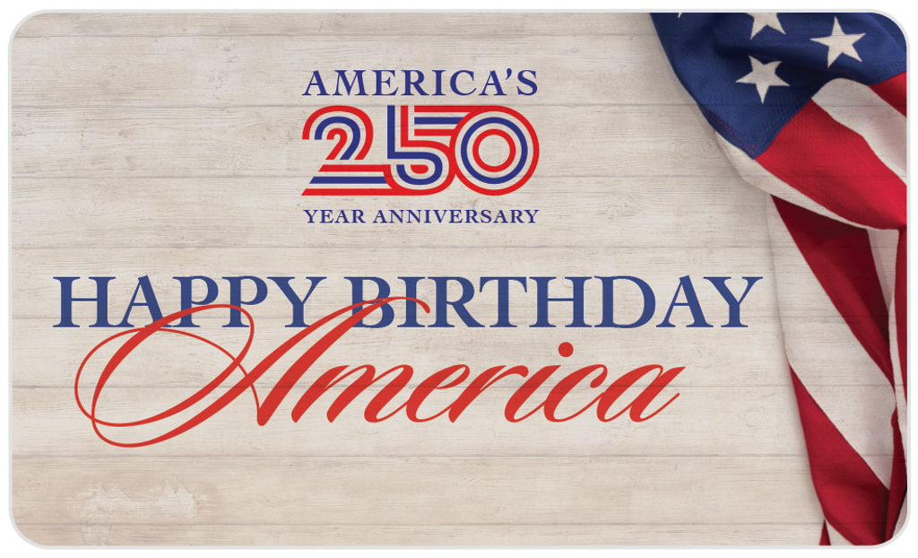 America 250 Happy Birthday America 3x5 Card Front Cover