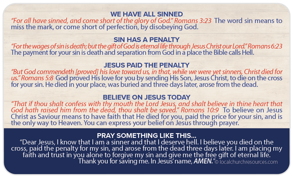 America 250 Happy Birthday America 3x5 Card Plan of Salvation