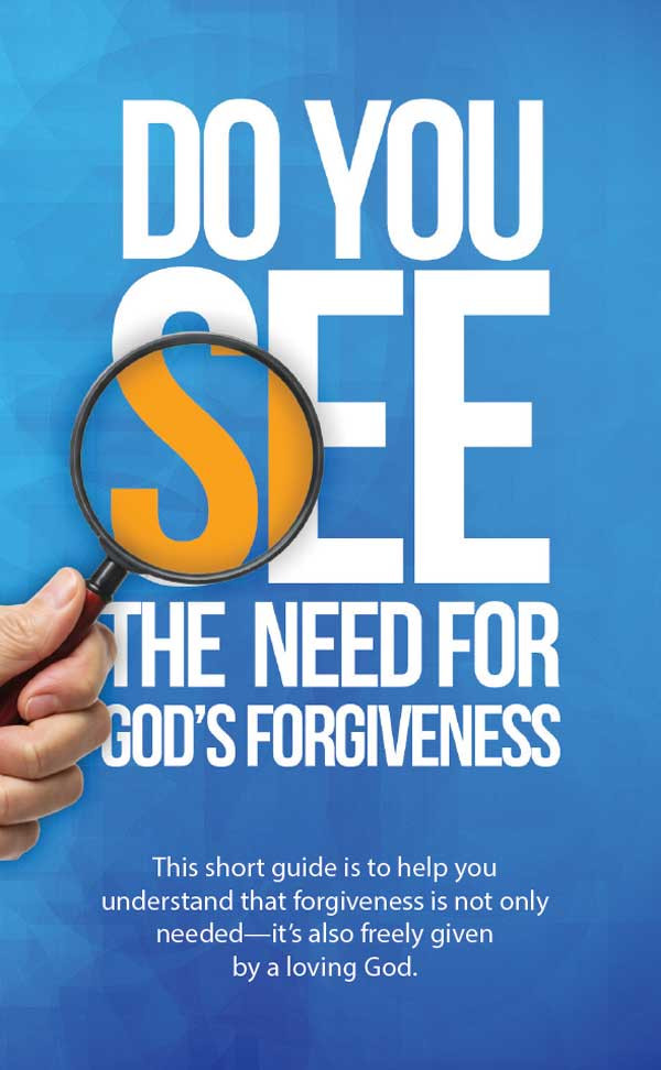 Front cover of “Do You See the Need for God’s Forgiveness? – Magnifying Glass” gospel tract