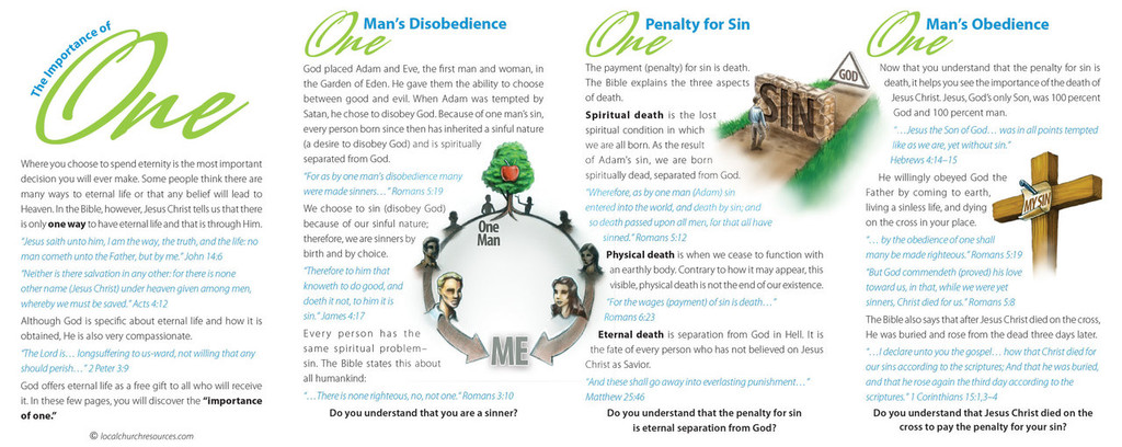 Inside panels of “The Importance of One – Green Tree” gospel tract