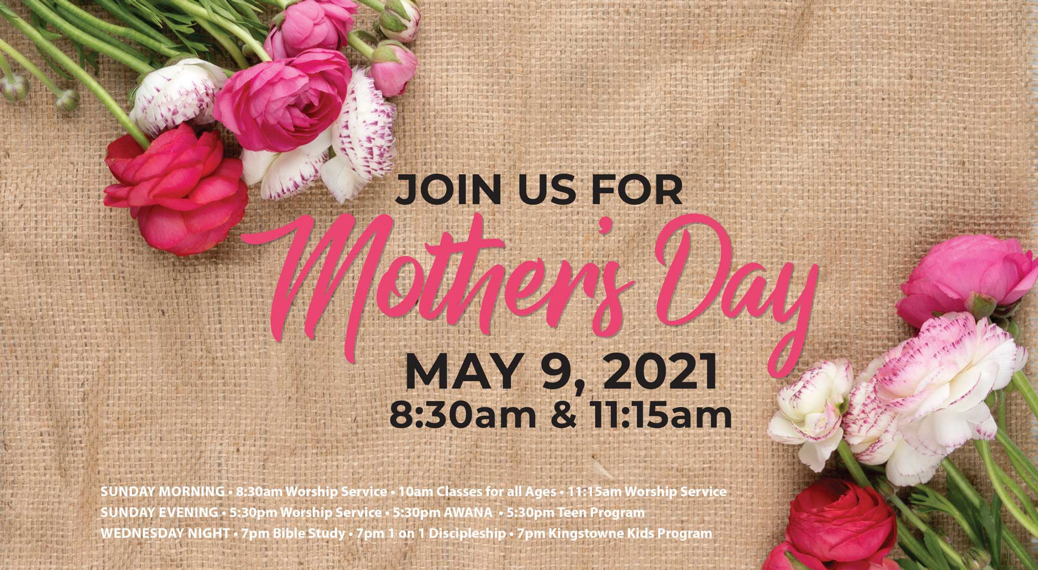 EDDM Post Card Invite Card Mother's Day-Burlap Flowers