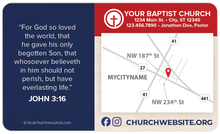 America 250 Happy Birthday America 3x5 Card John 3:16 & Church Info