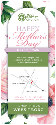 Mother's Day Pink Floral 4x9 Card