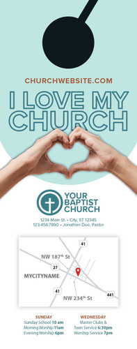 I Love My Church Heart Blue Door Hanger