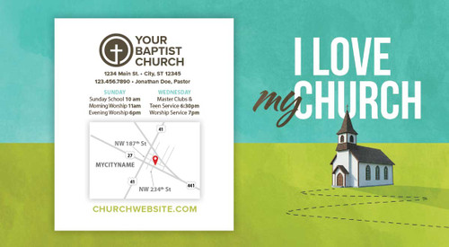 I Love My Church Heart Blue Green Card