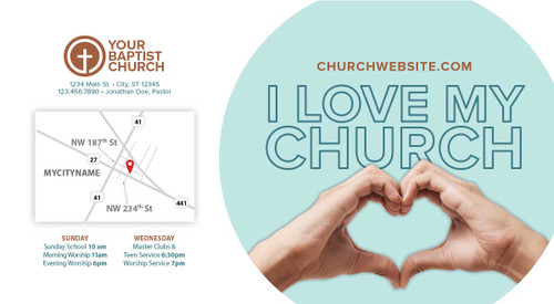 I Love My Church Heart Blue Card