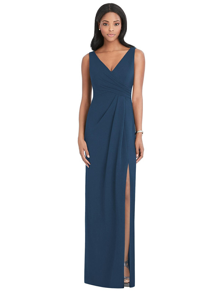 Draped Wrap Maxi Dress with Front Slit - Sena Thread Bridesmaid Style TH036