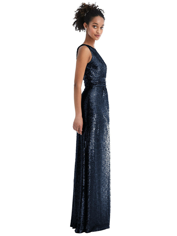 One Shoulder Draped Sequin Maxi Dress by Thread Bridesmaid Style TH058 in 7 colors