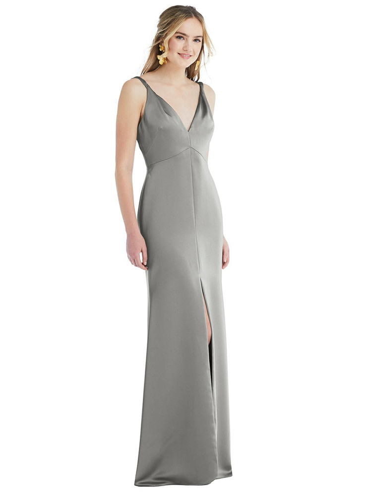 Twist Strap Maxi Slip Dress with Front Slit - Neve by Lovely LB027