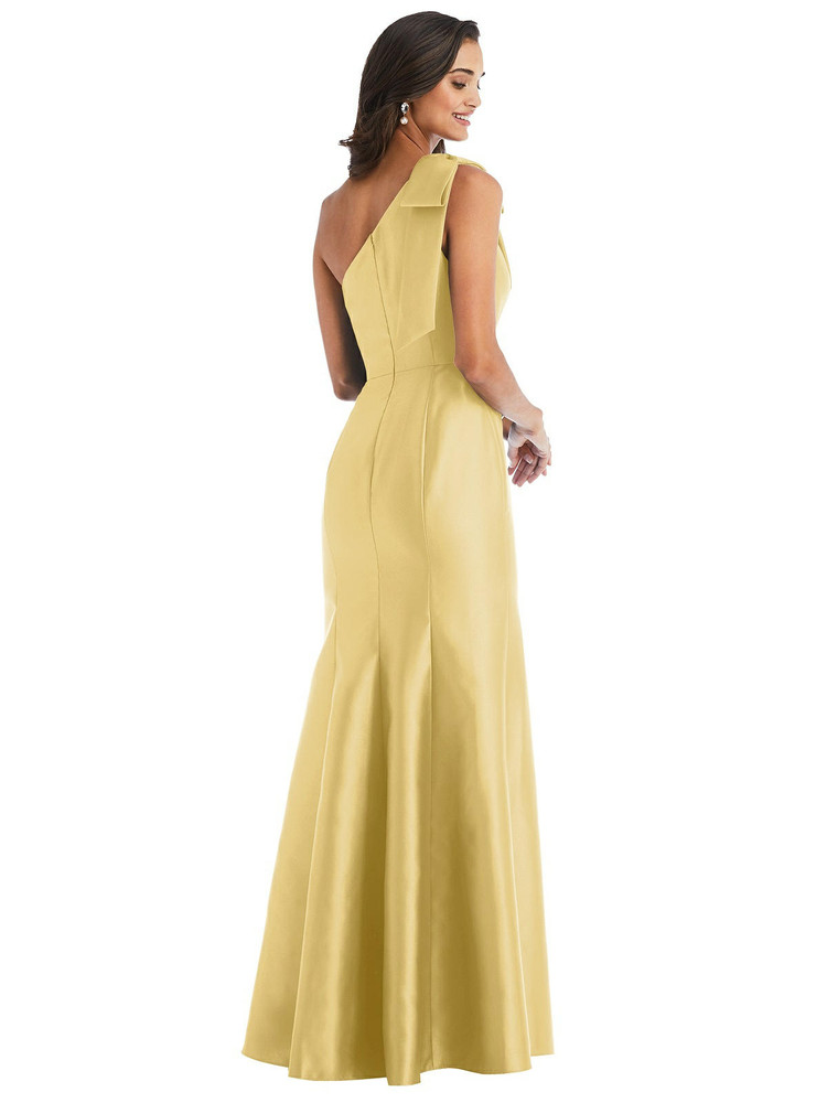 Bow One Shoulder Satin Trumpet Gown By Alfred Sung D794 Buy