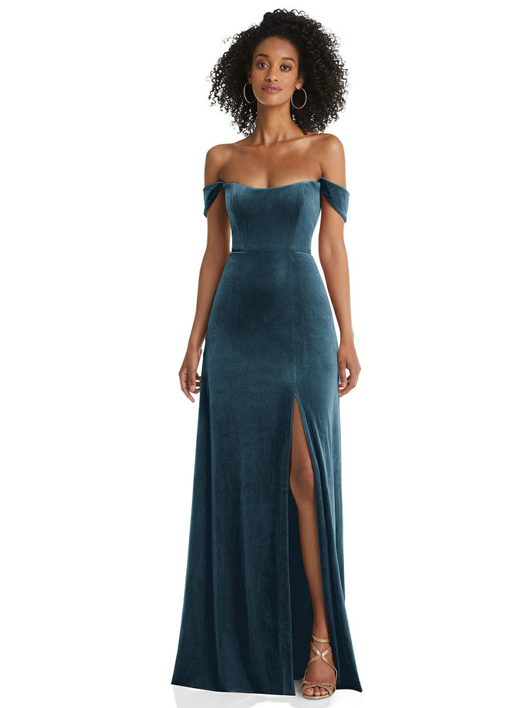 After Six Full Length Velvet Dress Buy Online Off the Shoulder