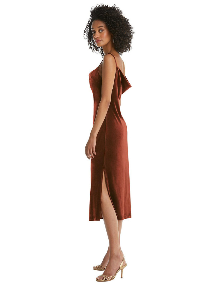 Asymmetrical One-Shoulder Velvet Midi Slip Dress By Social Bridesmaid 8212 in 9 colors