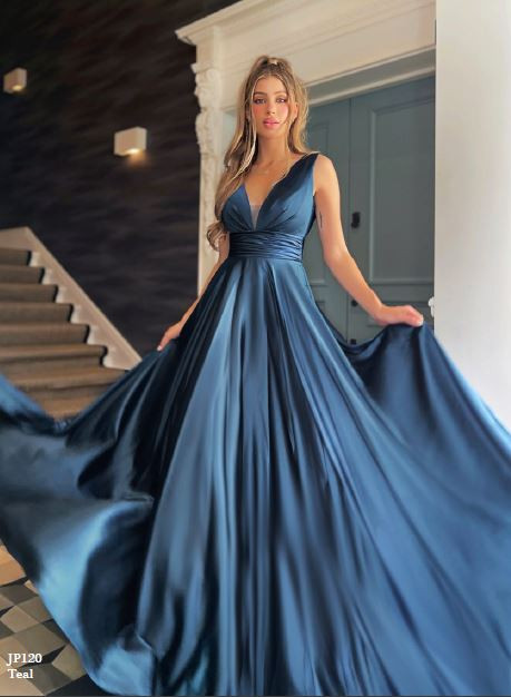 teal long dress
