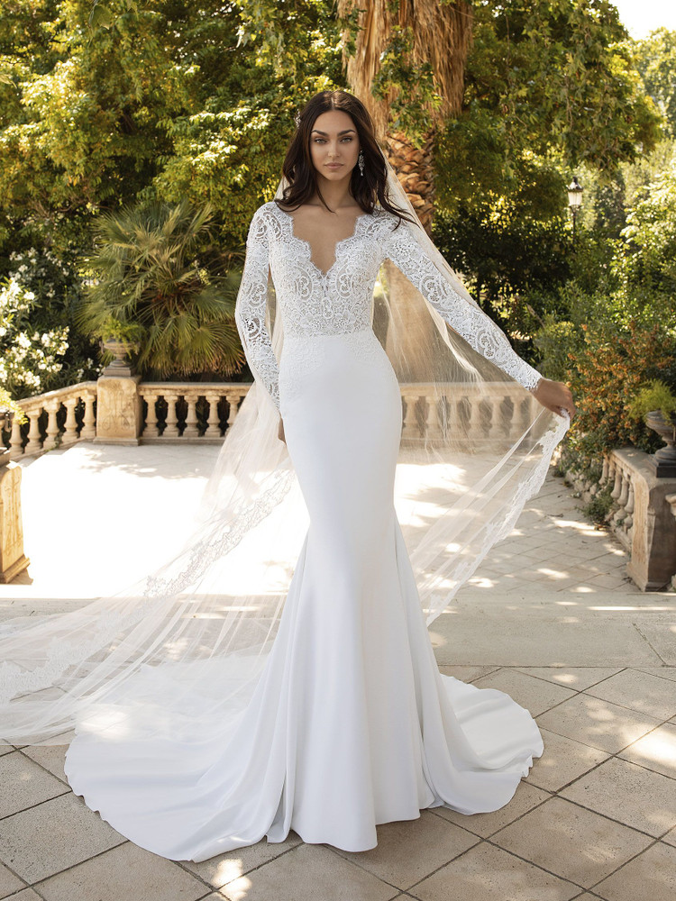 Chiffon A-line Puffy Sleeves Beach Wedding Dress MW644 | Musebridals