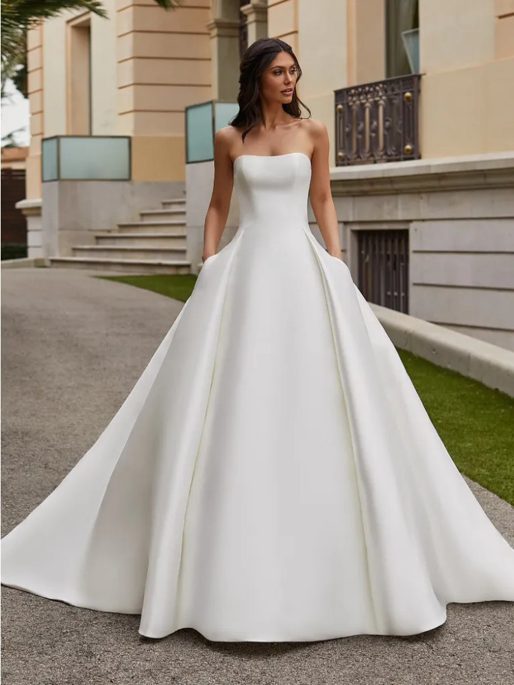 Jory A-lIne Kelly Mikado Wedding Gown By Pronovias Barcelona ( Dress only) 