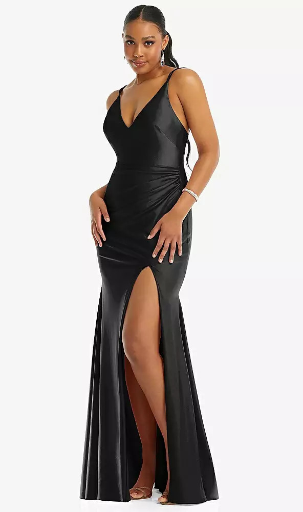 Black Satin Wrap Dress