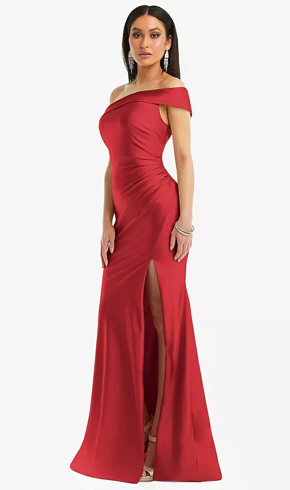 Cynthia satin slit sales formal dress