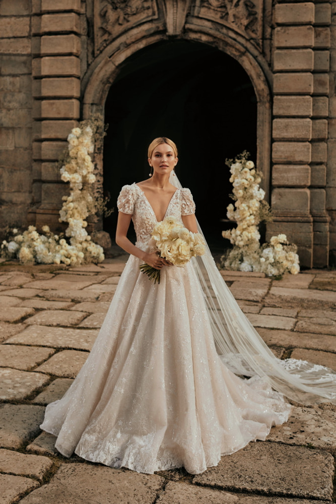 Wedding dress made sales of flowers