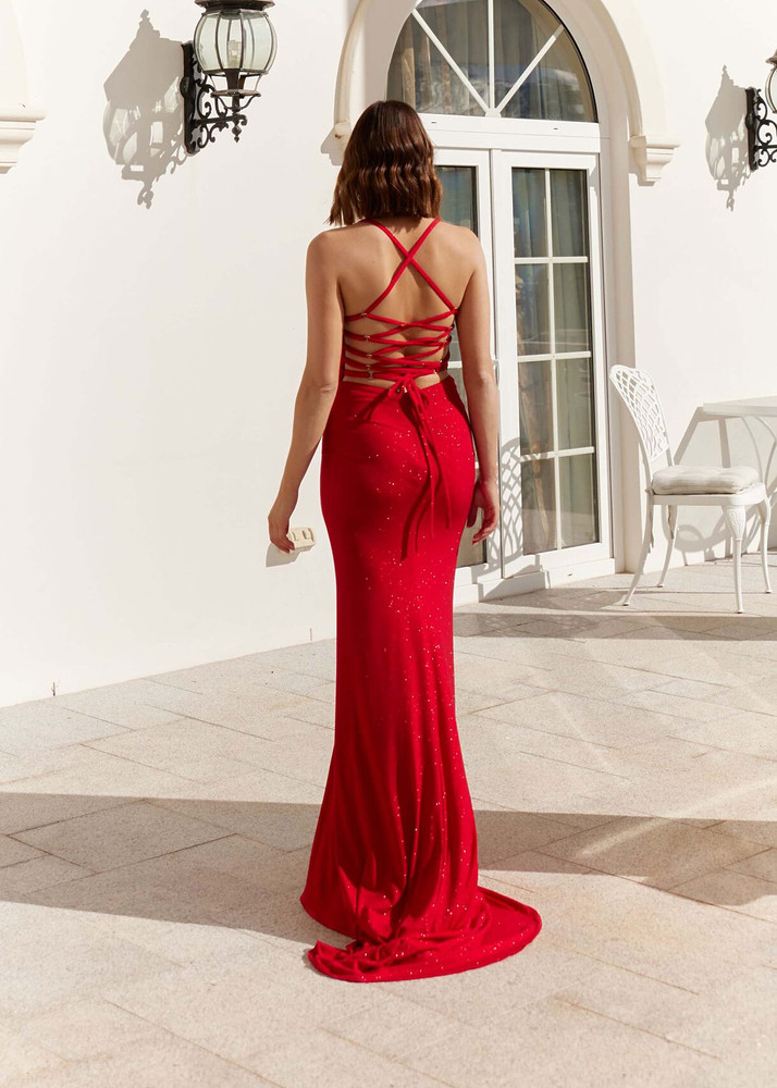 Formal Dress: 61378. Long, Cowl Neck, Straight, Open Back