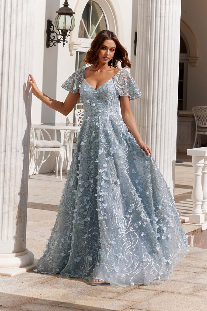 Buy Blue Wing Teal Sequins Embroidered Georgette Sangeet Gowns Online |  Samyakk