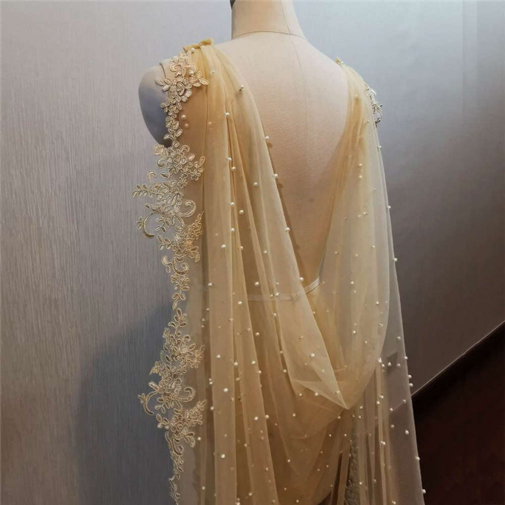 Pearl Lace Wedding Bolero 2.5 Meters in Champagne