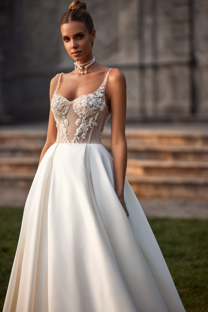 Square Neck Ivory Long Sleeves Mermaid Wedding Dress – FancyVestido