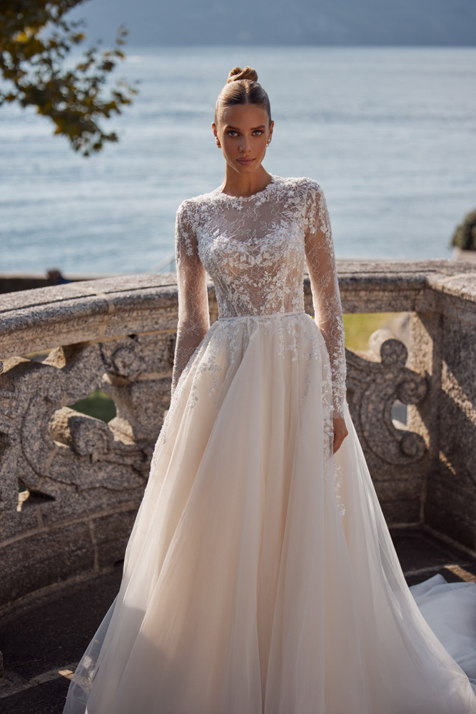 Vincenza A-line Wedding Gown By Luce Sposa with Long Sleeves