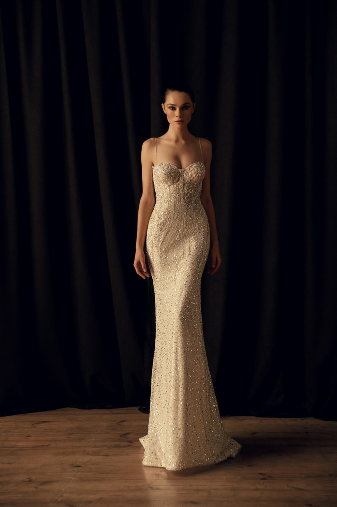 Nessa Beaded Wedding Gown with optional Overskirt by Luce Sposa